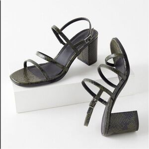Urban Outfitters Mellie strappy heel in green snakeskin size 7